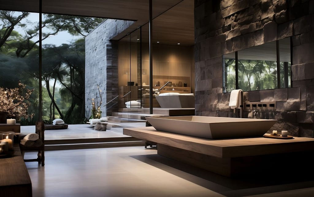 Bath tub in a luxurious modern house